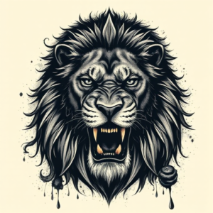 Horror Realism Lion Tattoo