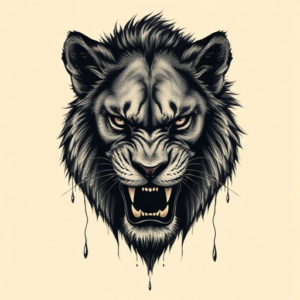 Horror Realism Lioness Tattoo