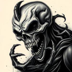 Horror Realism Monstera Tattoo