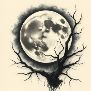 Horror Realism Moon Tattoo