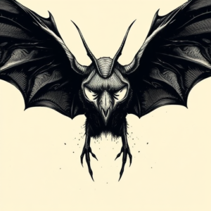 Horror Realism Mothman Tattoo