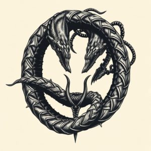 Horror Realism Ouroboros Tattoo