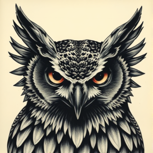Horror Realism Owl Tattoo