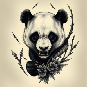 Horror Realism Panda Tattoo