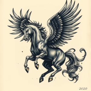 Horror Realism Pegasus Tattoo