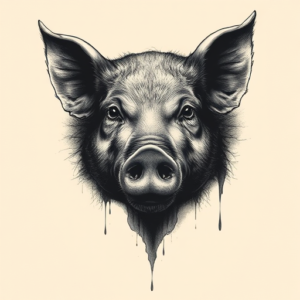 Horror Realism Pig Tattoo