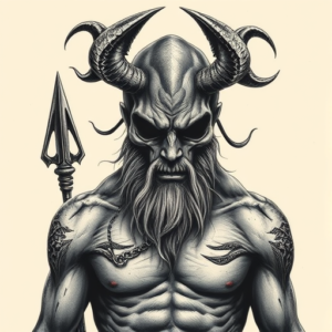 Horror Realism Poseidon Tattoo