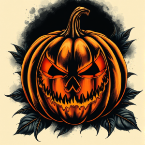 Horror Realism Pumpkin Tattoo
