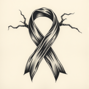 Horror Realism Ribbon Tattoo