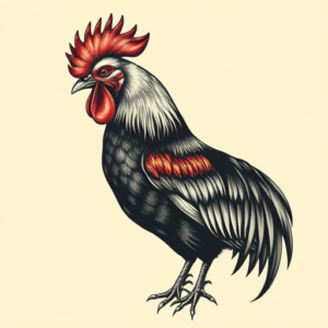 Horror Realism Rooster Tattoo