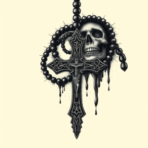 Horror Realism Rosary Tattoo