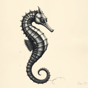Horror Realism Seahorse Tattoo