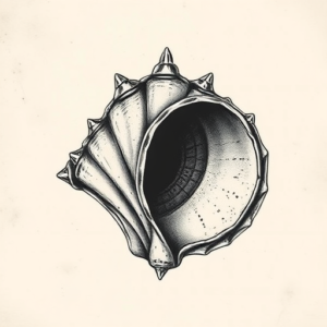 Horror Realism Seashell Tattoo