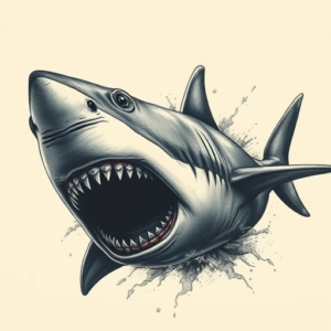 Horror Realism Shark Tattoo
