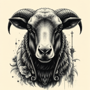 Horror Realism Sheep Tattoo