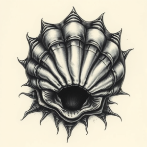 Horror Realism Shell Tattoo