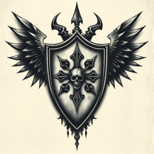 Horror Realism Shield Tattoo