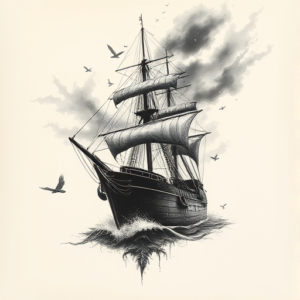 Horror Realism Ship Tattoo