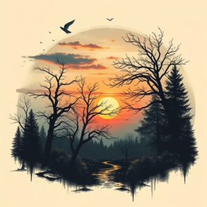 Horror Realism Sunset Tattoo