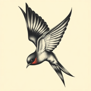 Horror Realism Swallow Tattoo