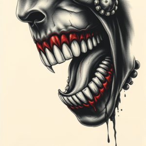 Horror Realism Tooth Tattoo