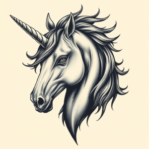 Horror Realism Unicorn Tattoo