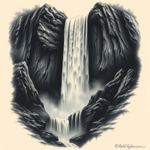 Horror Realism Waterfall Tattoo
