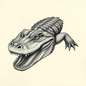 Hyper-Detailed Alligator Tattoo