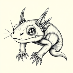 Hyper-Detailed Axolotl Tattoo