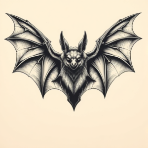 Hyper-Detailed Bat Tattoo