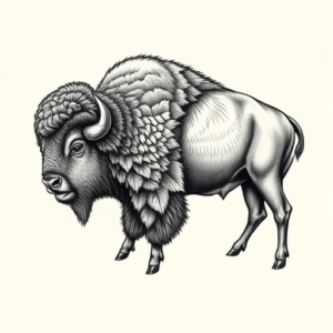 Hyper-Detailed Bison Tattoo