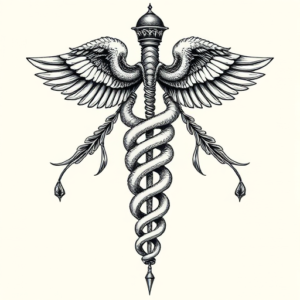 Hyper-Detailed Caduceus Tattoo