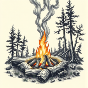 Hyper-Detailed Campfire Tattoo