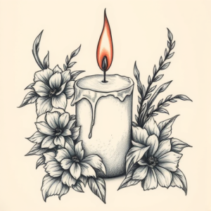 Hyper-Detailed Candle Tattoo