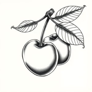 Hyper-Detailed Cherry Tattoo