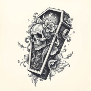 Hyper-Detailed Coffin Tattoo