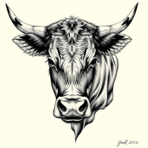 Hyper-Detailed Cow Tattoo