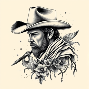 Hyper-Detailed Cowboy Tattoo