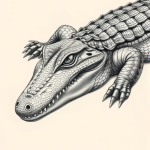 Hyper-Detailed Crocodile Tattoo
