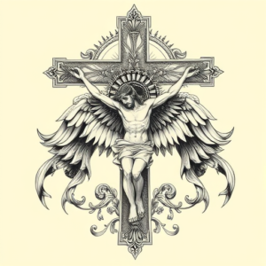 Hyper-Detailed Crucifix Tattoo