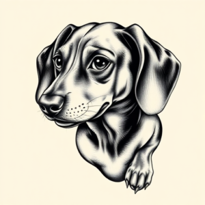 Hyper-Detailed Dachshund Tattoo