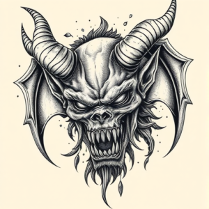 Hyper-Detailed Demon Tattoo