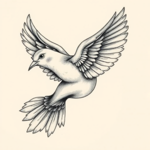Hyper-Detailed Dove Tattoo