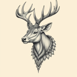 Hyper-Detailed Elk Tattoo