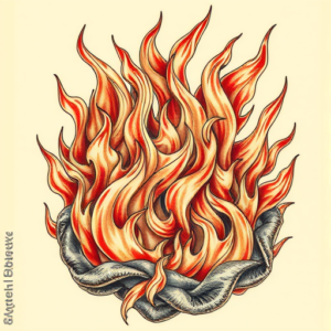 Hyper-Detailed Fire Tattoo