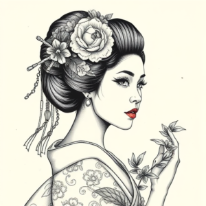 Hyper-Detailed Geisha Tattoo