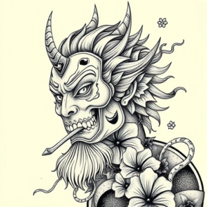 Hyper-Detailed Hannya Tattoo