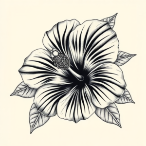 Hyper-Detailed Hibiscus Tattoo