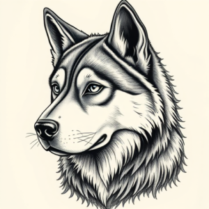 Hyper-Detailed Husky Tattoo