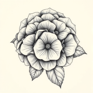 Hyper-Detailed Hydrangea Tattoo